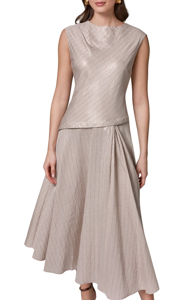 Donna Karan New York Metallic Cap Sleeve Asymmetric Dress, Alternate, color, 
