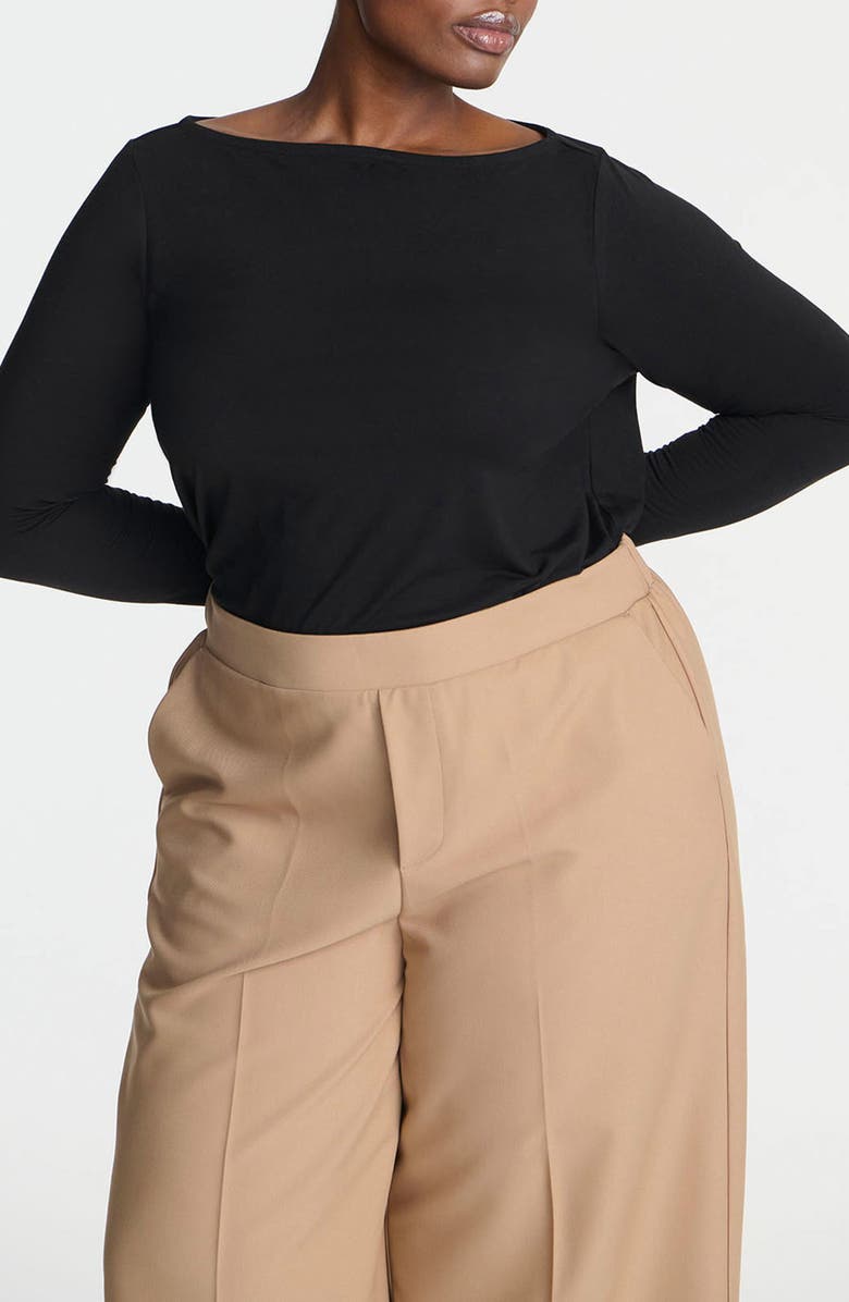 ELOQUII Boat Neck Long Sleeve T-Shirt, Main, color,