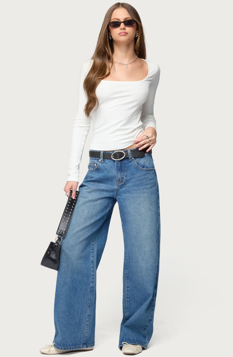 EDIKTED Zandra Rib Square Neck Top, Alternate, color, 