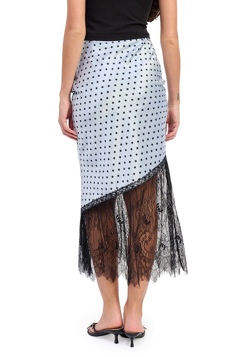 Hazel Polka Dot Lace Trim Midi Skirt, Alternate, color, LIGHT BLUE BLACK