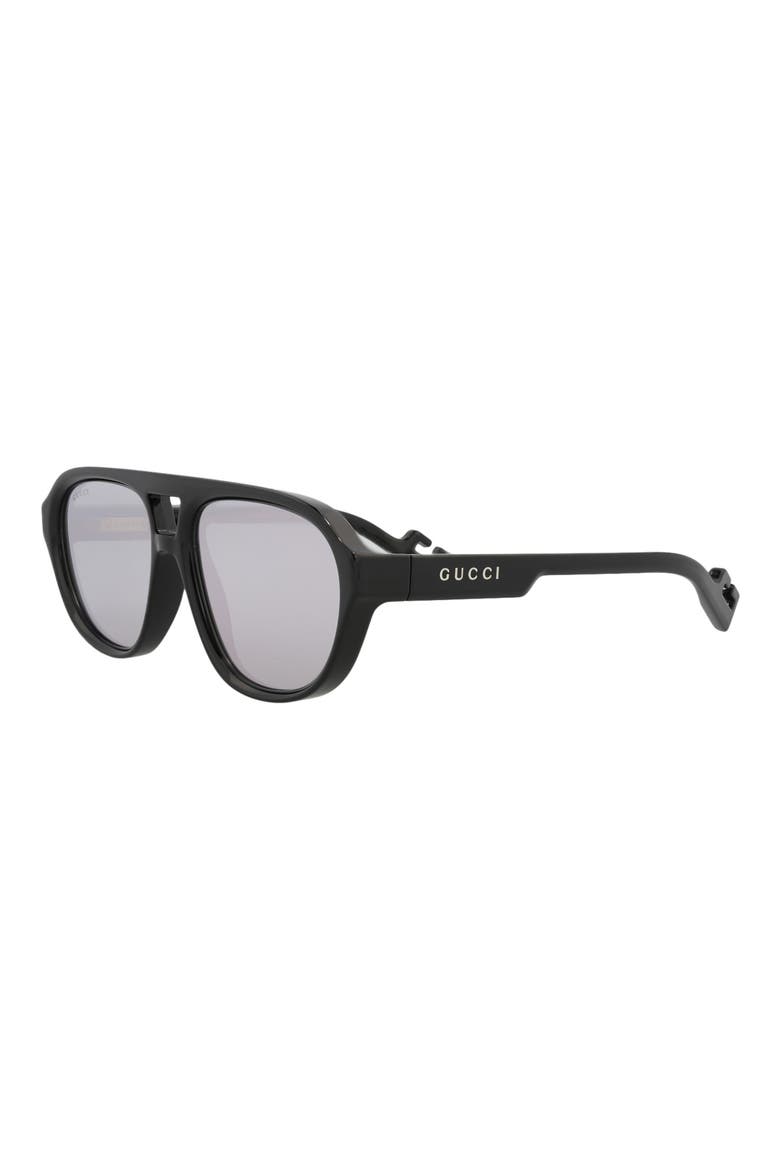 58mm Aviator Sunglasses, Alternate, color, BLACK BLACK SILVER