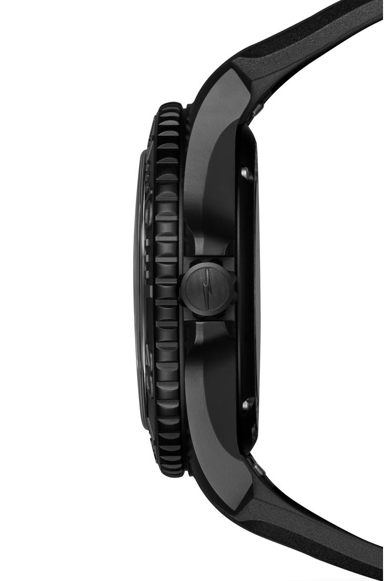 Ceramic Monster Rubber Strap Watch, 43mm, Alternate, color, BLACK