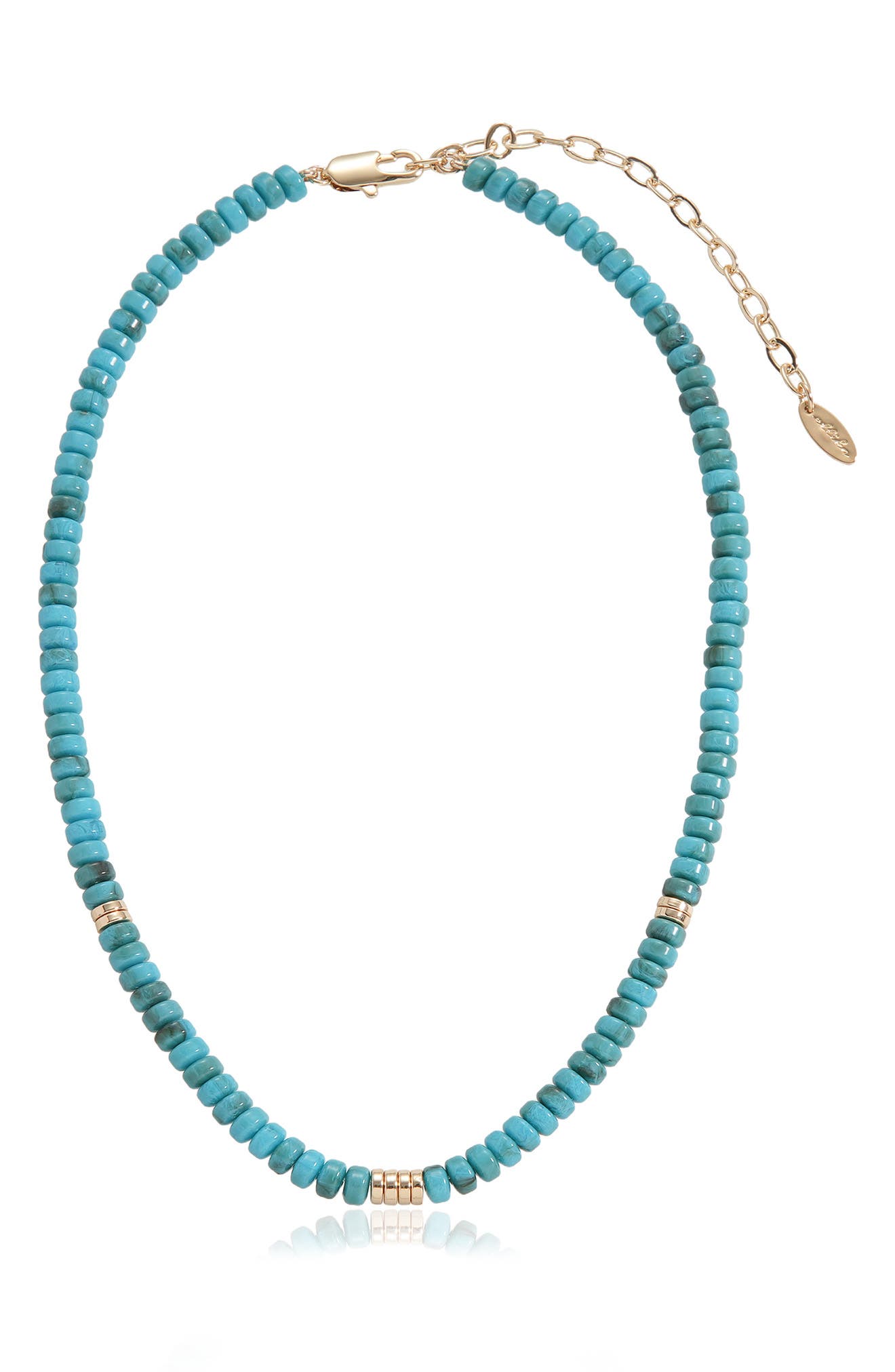 Ettika Synthetic Turquoise Beaded Disc Necklace