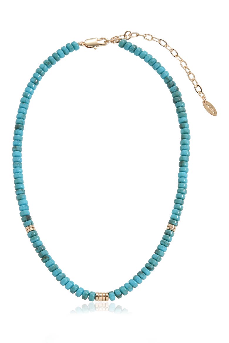 Synthetic Turquoise Beaded Disc Necklace, Main, color, TURQUOISE