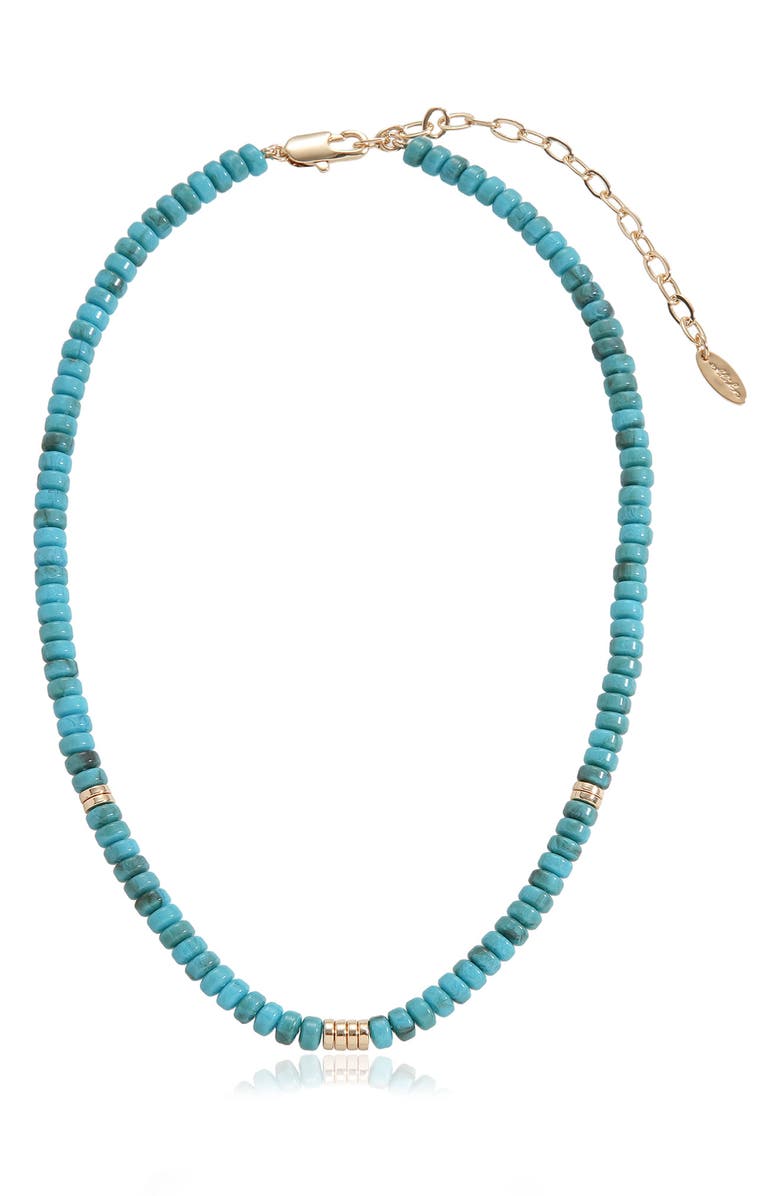 Ettika Synthetic Turquoise Beaded Disc Necklace, Main, color, Turquoise