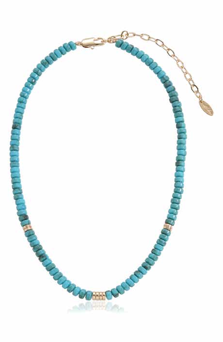 Ettika Synthetic Turquoise Beaded Disc Necklace
