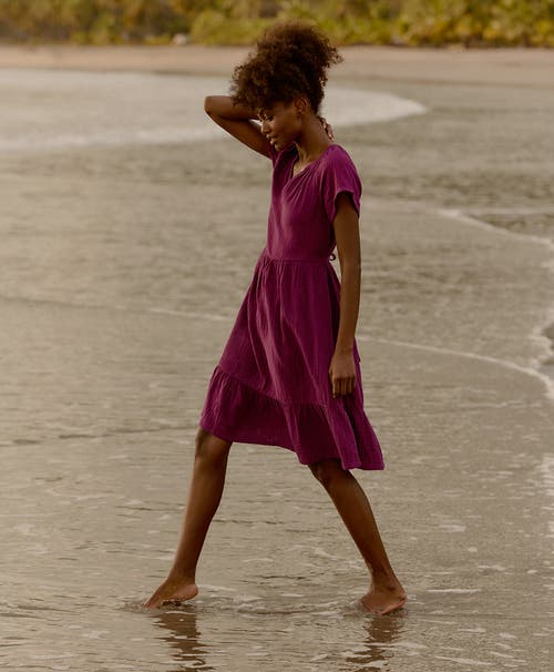 Pact Organic Cotton Coastal Double Gauze Breezy Dress In Red
