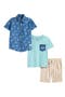 Kids' Button-Up Shirt, T-Shirt & Shorts Set