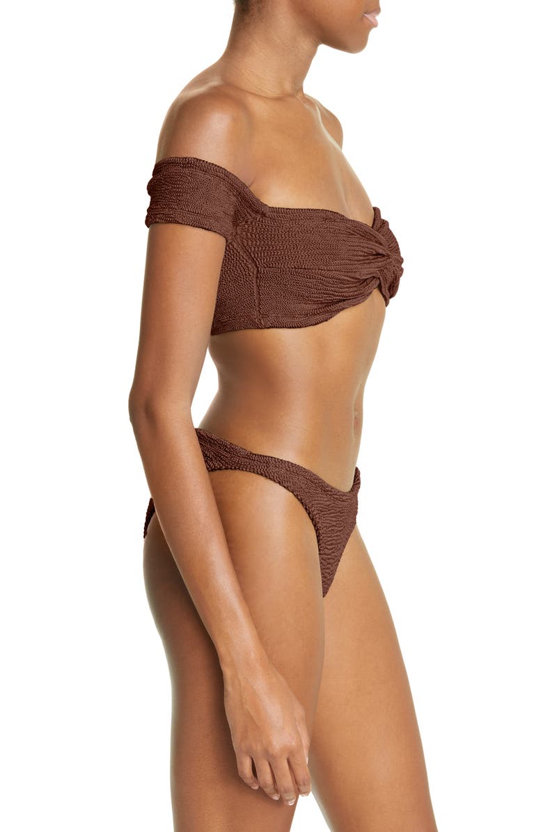 Hunza G Brigette Off the Shoulder Seersucker Two-Piece Swimsuit, Alternate, color, 