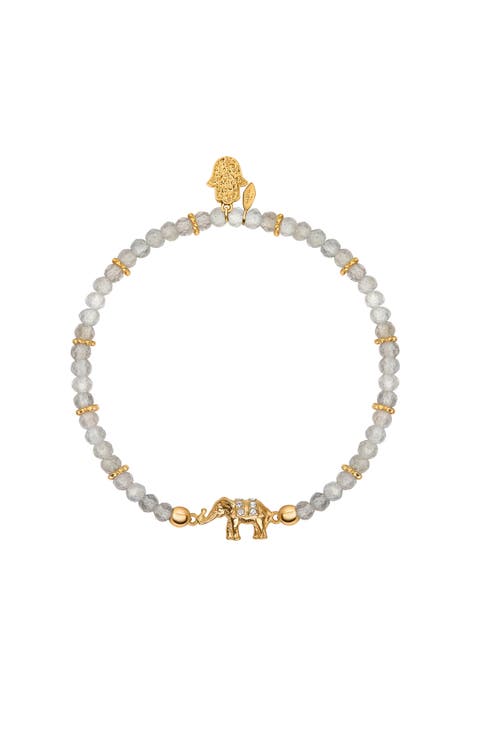 Labradorite Elephant Charm Beaded Bracelet Mind Nourisher