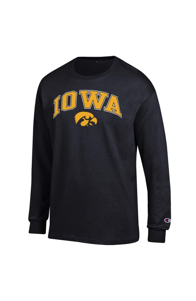 Champion Men's Champion  Black Iowa Hawkeyes Arch Over Logo Long Sleeve T-Shirt, Alternate, color, Black