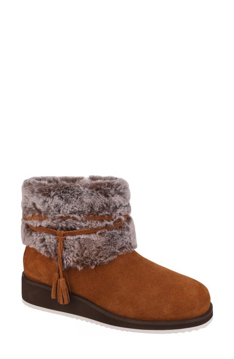 Suede Faux Fur Cuff Boot (Women)