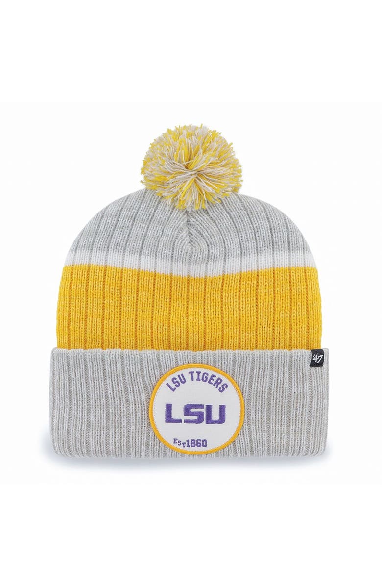 '47 Men's '47 Gray LSU Tigers Holcomb Cuffed Knit Hat with Pom, Alternate, color, Gray