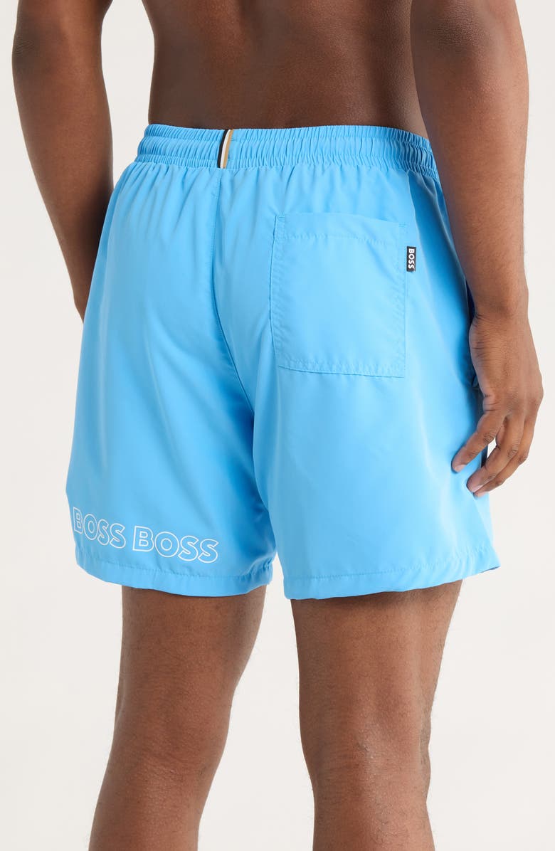 BOSS Dolphin Swim Trunks, Alternate, color, Open Blue