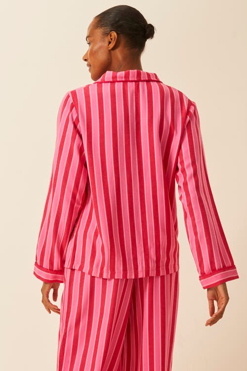 Stripe & Stare Ecovero Pyjama Top In Pink