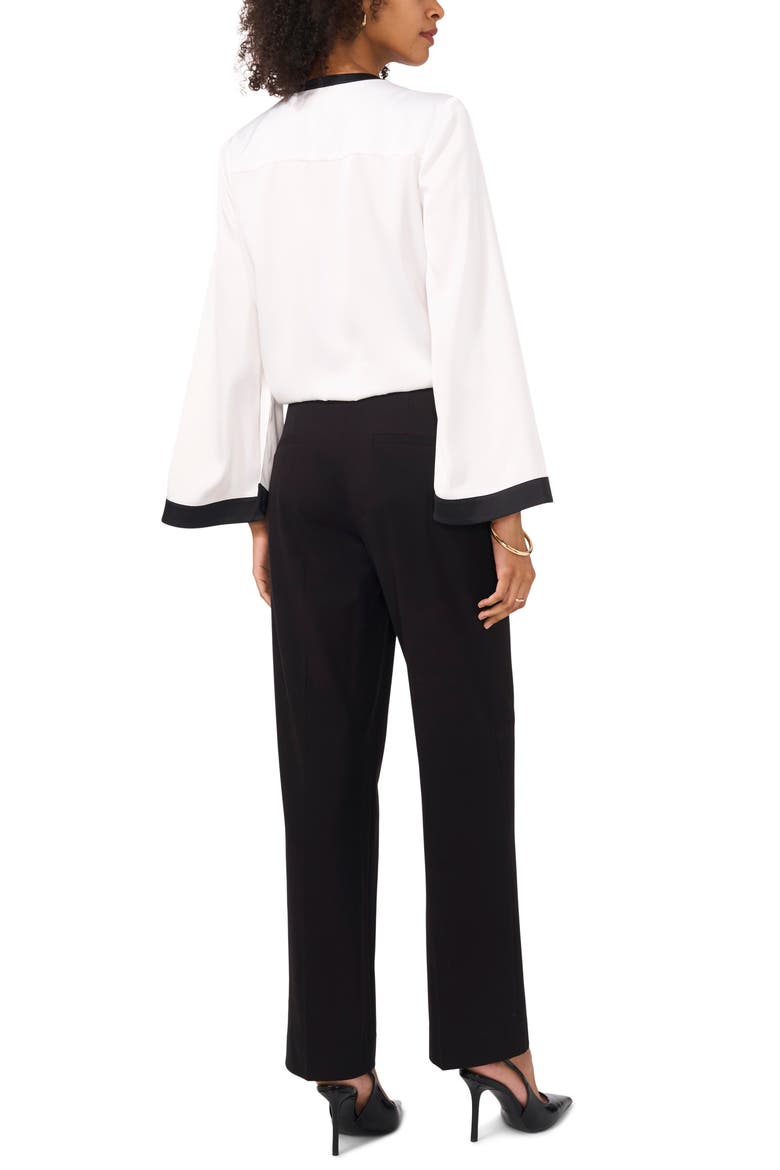 Contrast Detail Tie Front Button-Up Satin Shirt, Alternate, color, NEW IVORY