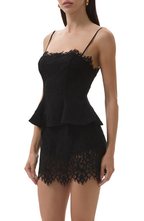 Afrm Ari Peplum Lace Camisole In Black