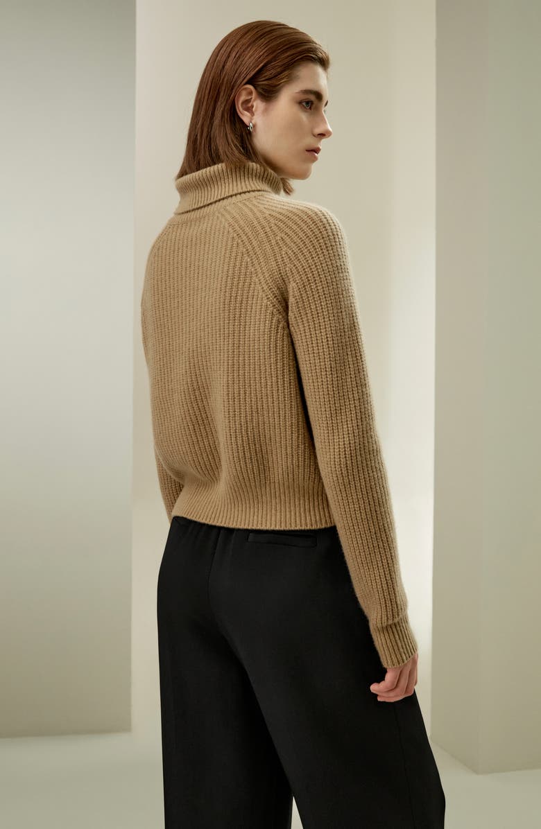 Lilysilk Cashmere Textured Turtleneck Sweater for Women, Alternate, color, Caramel
