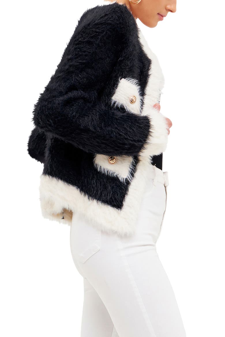 Colorblock Cardigan, Alternate, color, BLACK/ WHITE