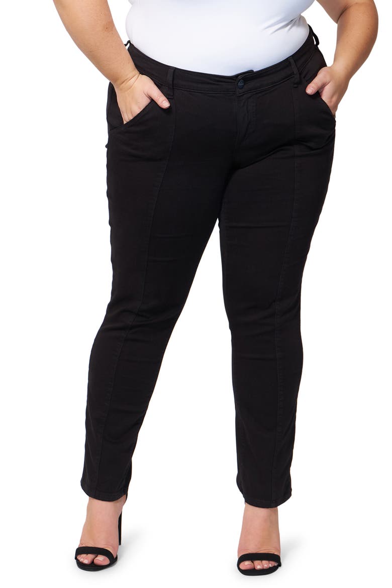 Mid Rise Cigarette Leg Jeans, Main, color, BLACK