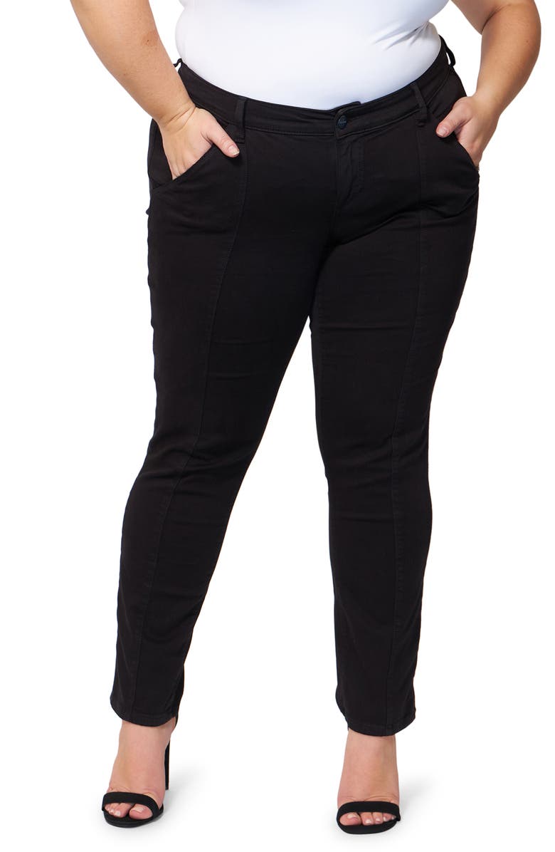 SLINK Jeans Mid Rise Cigarette Leg Jeans, Main, color, Black