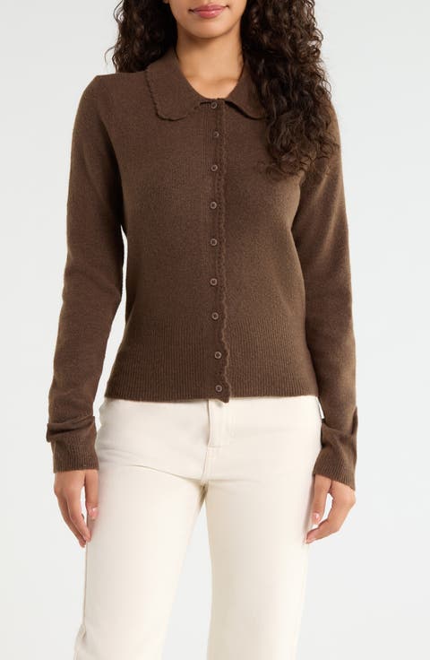 Peter Pan Collar Button Front Cardigan