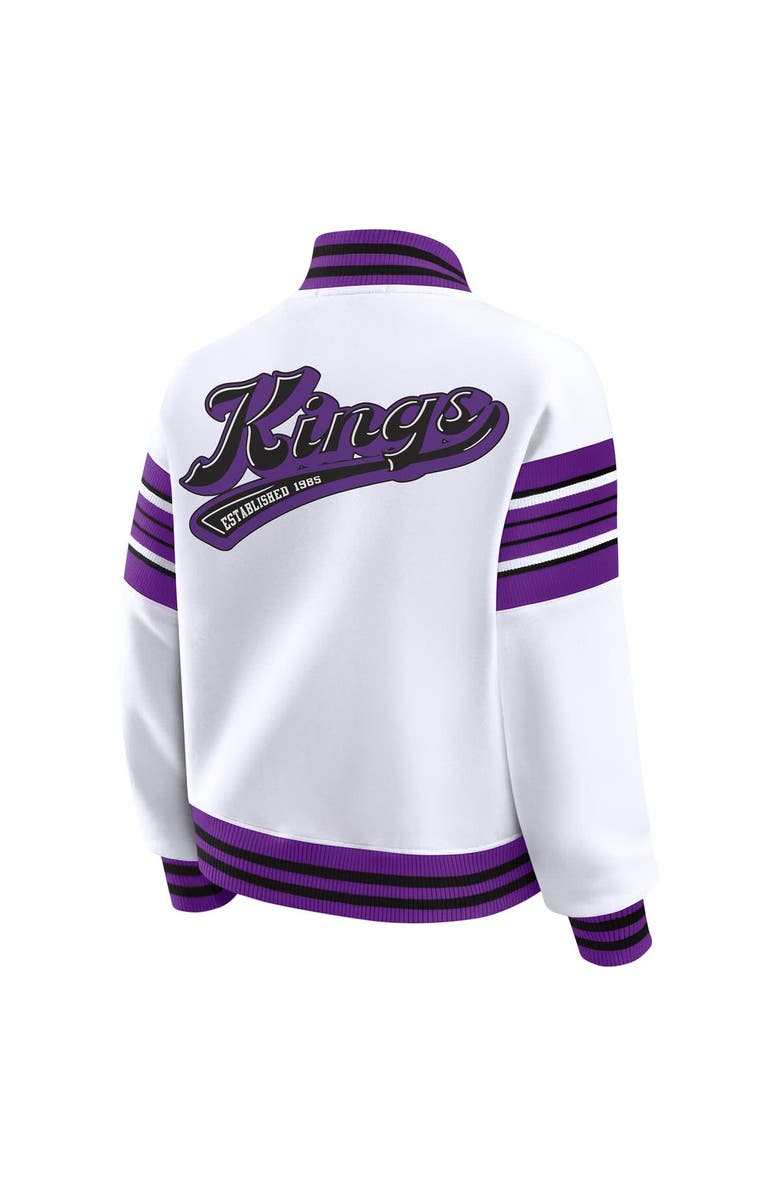 WEAR by Erin Andrews Women's WEAR by Erin Andrews White Sacramento Kings Snap Front Fleece Sweatshirt, Alternate, color, White