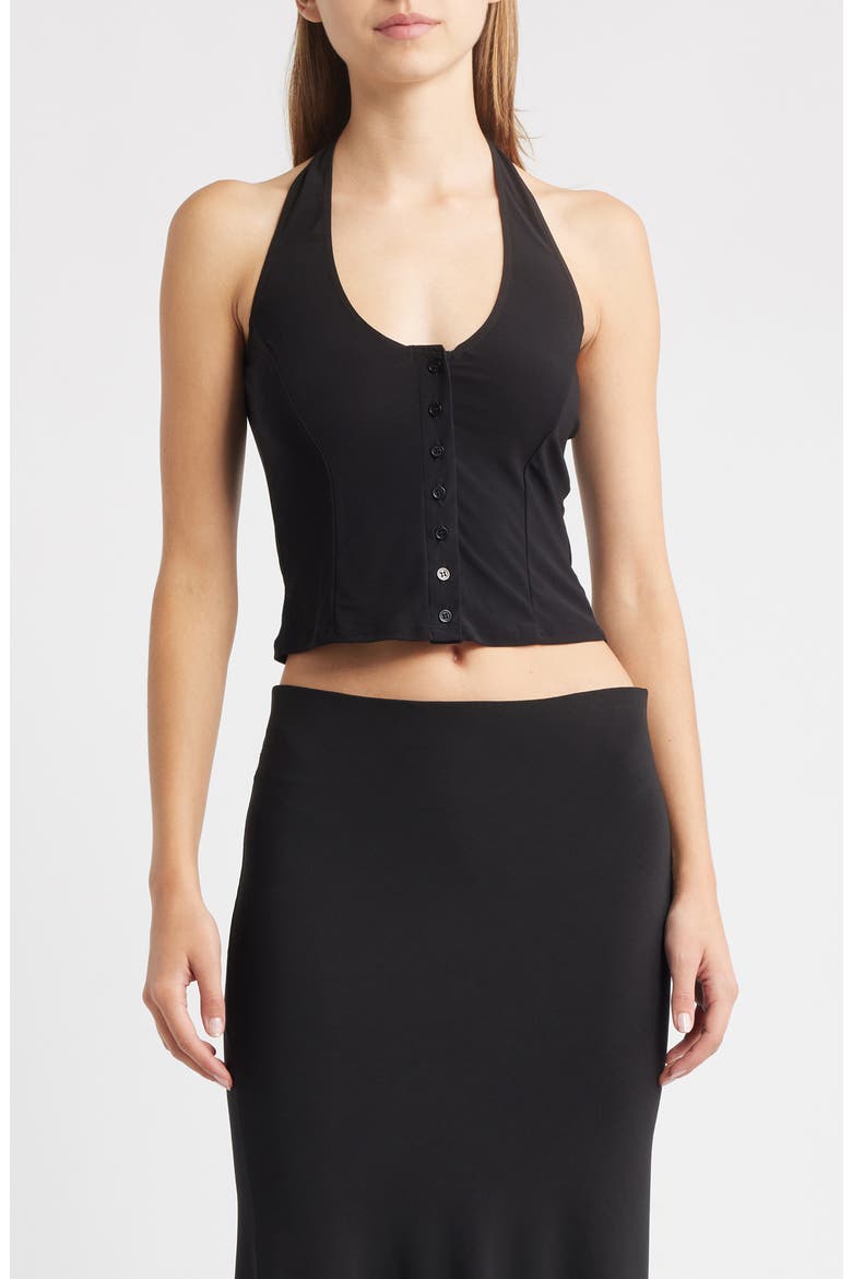 Mia Halter Crop Top, Main, color, BLACK
