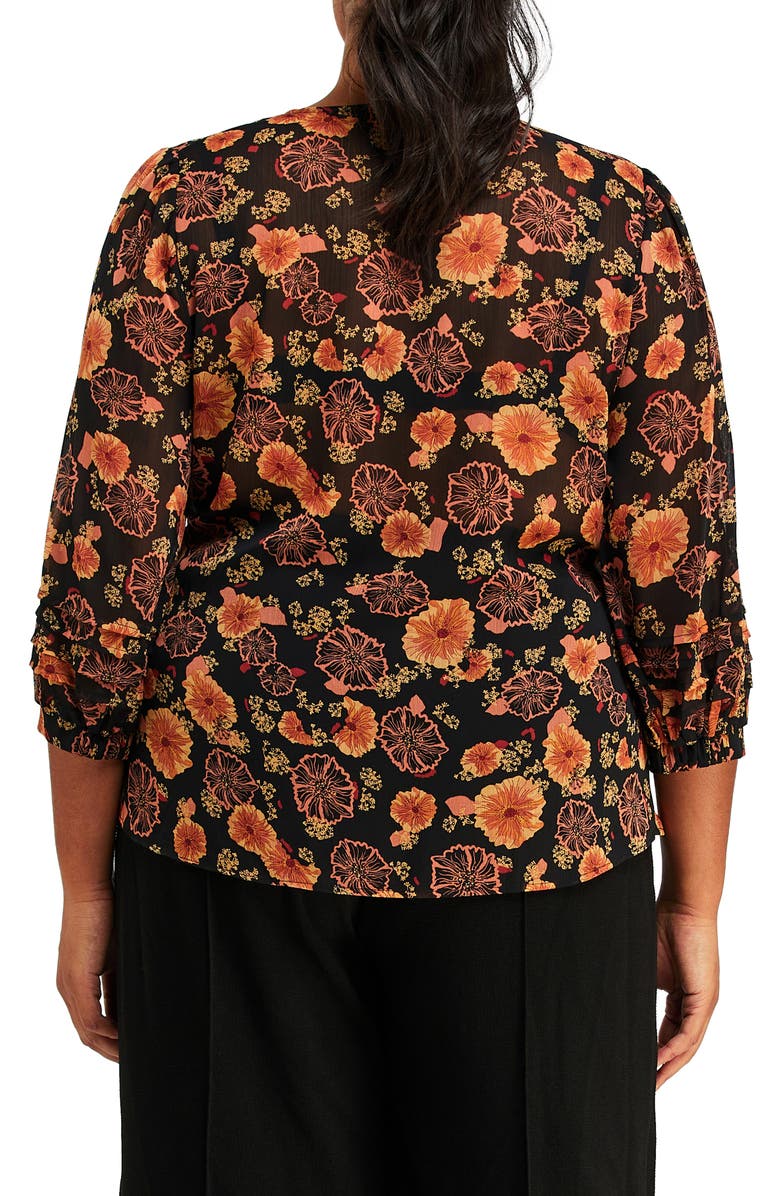 Estelle Golden Blooms Faux Wrap Blouse, Alternate, color, 