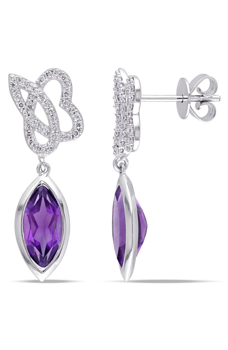 Julianna B. Diamond & Amethyst Earrings 14k White Gold, Main, color, 