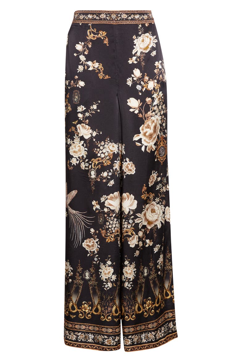 Flamenco Folklore Print Relaxed Silk Straight Leg Pants, Alternate, color, FLAMENCO FOLKLORE