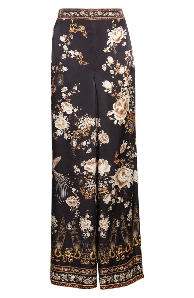 Camilla Flamenco Folklore Print Relaxed Silk Straight Leg Pants, Main, color, Flamenco Folklore