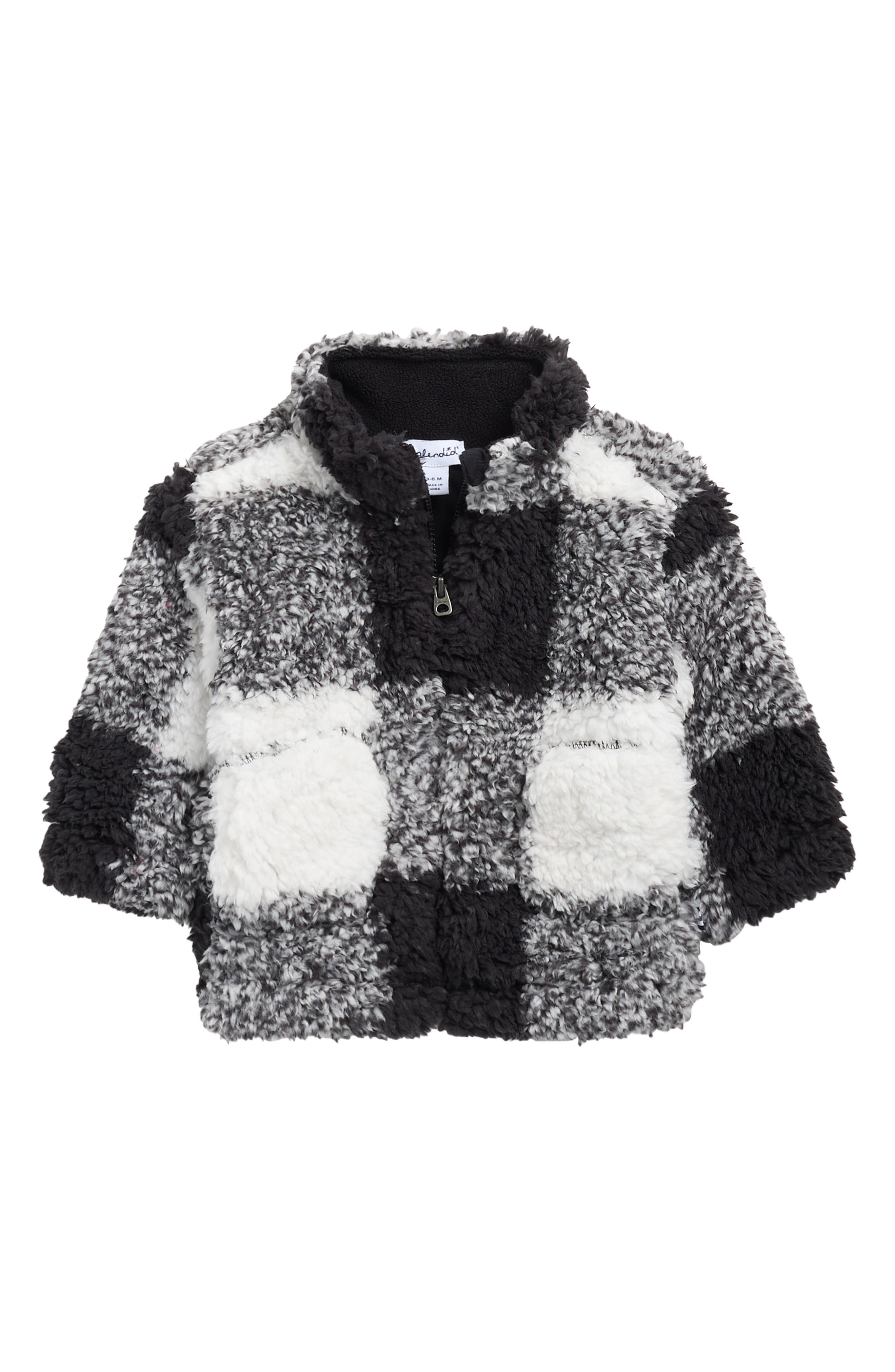 Splendid Check Faux Fur Jacket