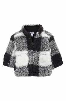 Splendid Check Faux Fur Jacket