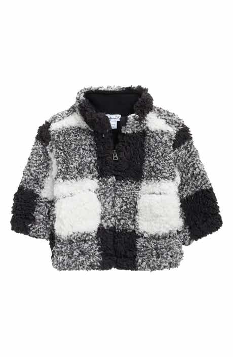 Splendid Check Faux Fur Jacket