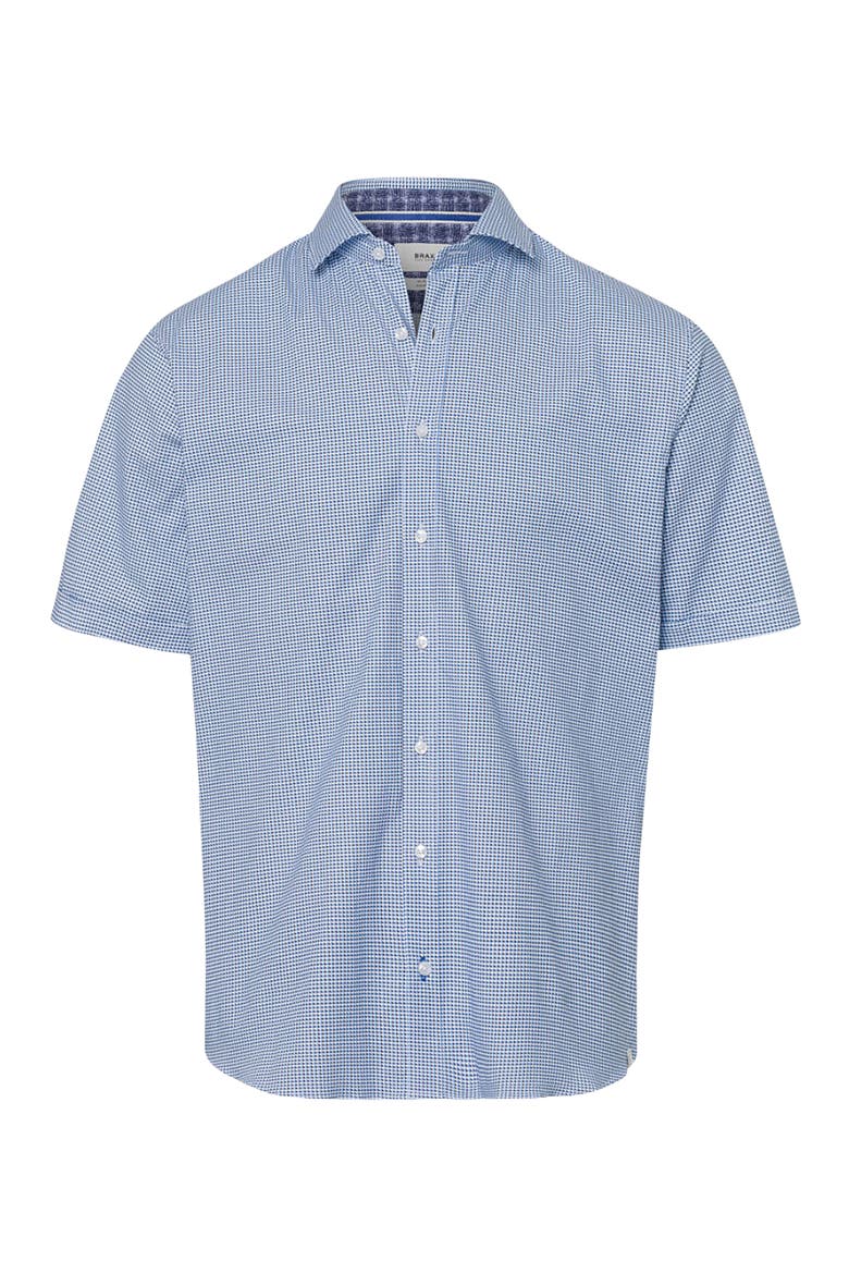 Hardy Hi-Flex Micropattern Short Sleeve Stretch Button-Up Shirt, Main, color, ANCHOR