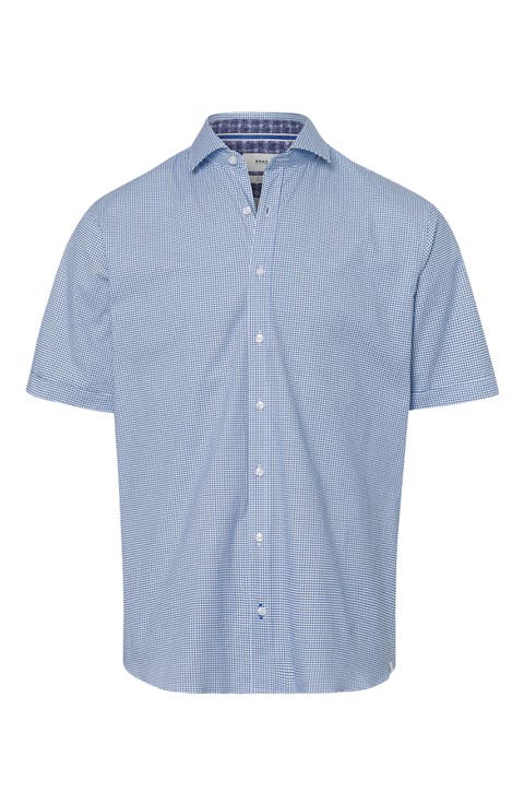 Hardy Hi-Flex Micropattern Short Sleeve Stretch Button-Up Shirt