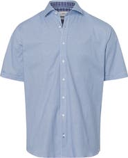 Brax Hardy Hi-Flex Micropattern Short Sleeve Stretch Button-Up Shirt