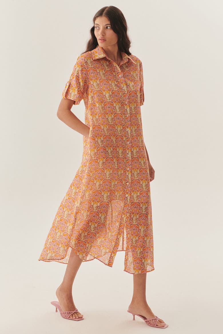 Kailani Midi Dress, Alternate, color, Orange Patterned