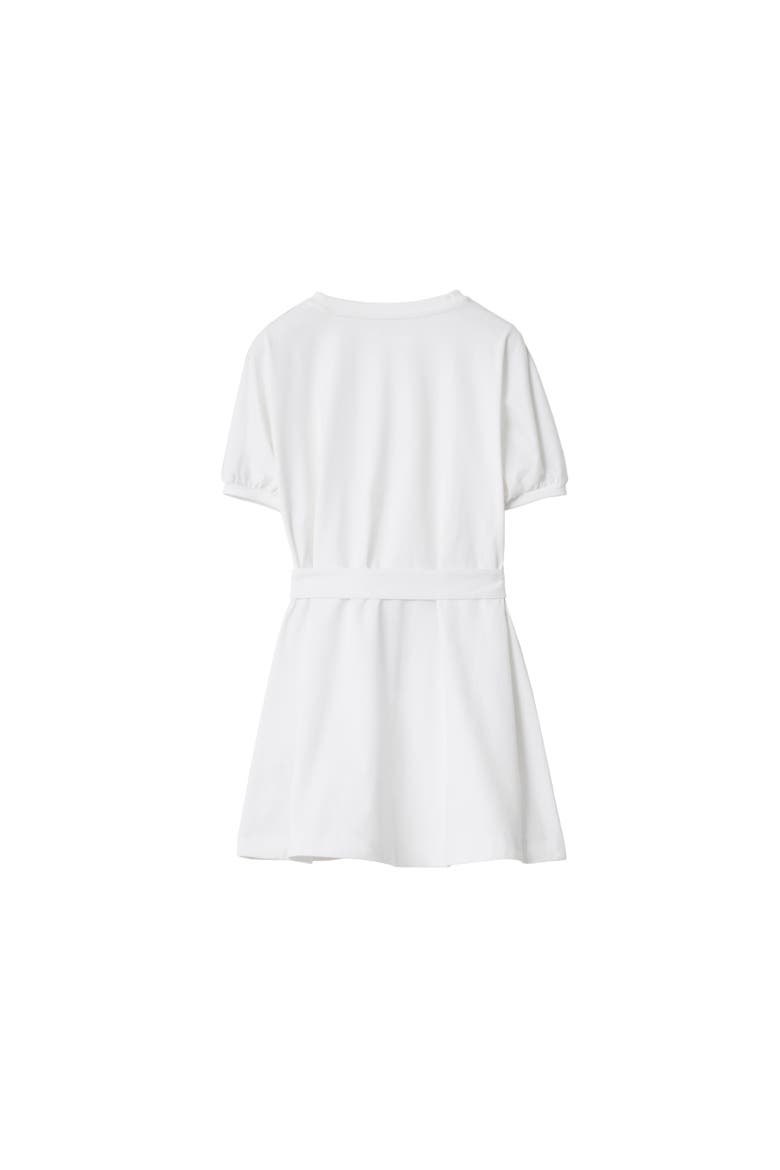 Girls' Check Trim Cotton T-shirt Dress, Alternate, color, White
