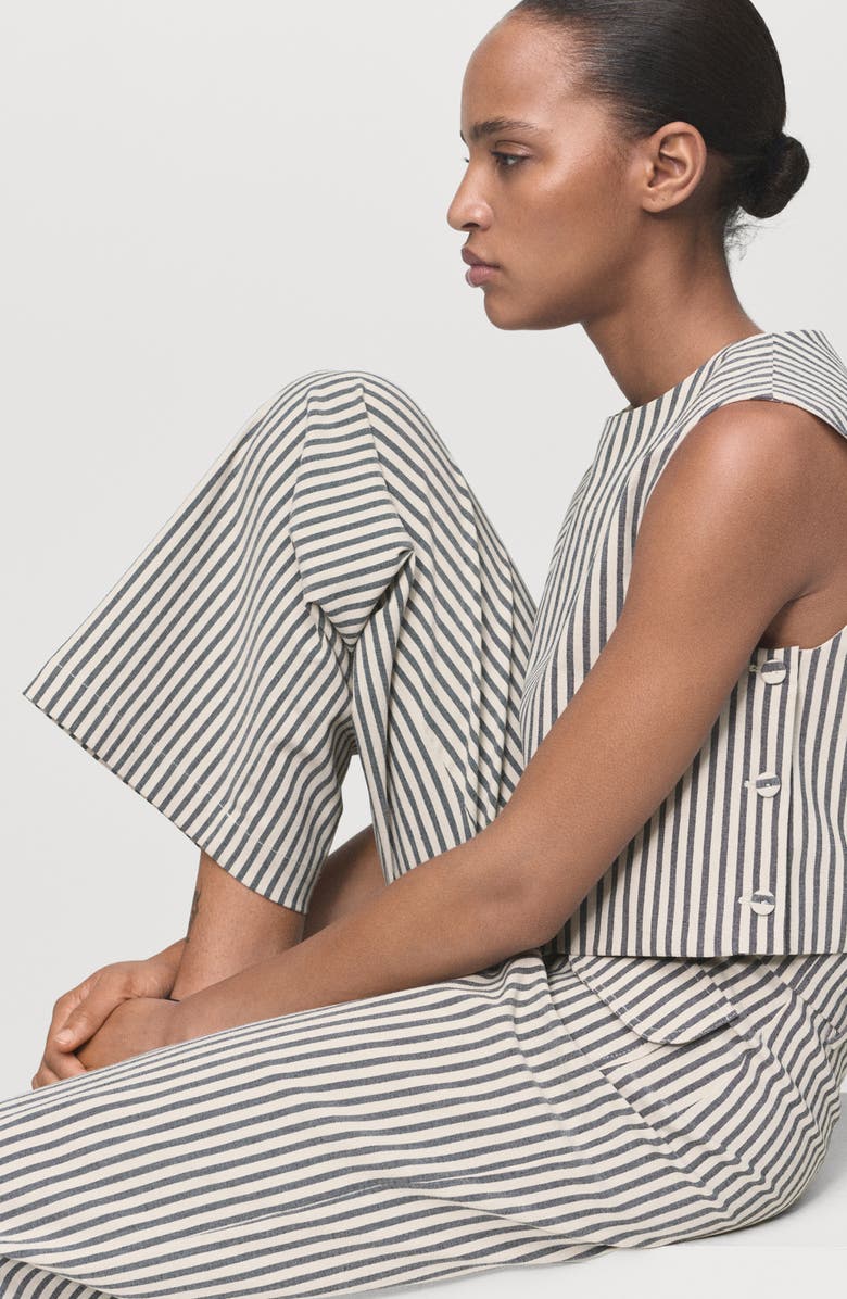 MANGO Stripe Pants with Pockets, Alternate, color, Ecru