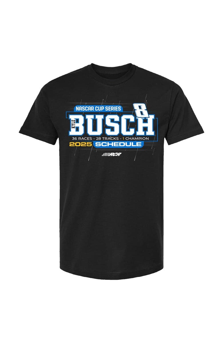 CHECKERED FLAG Men's Checkered Flag Sports Black Kyle Busch 2025 NASCAR Cup Series Schedule T-Shirt, Alternate, color, Black