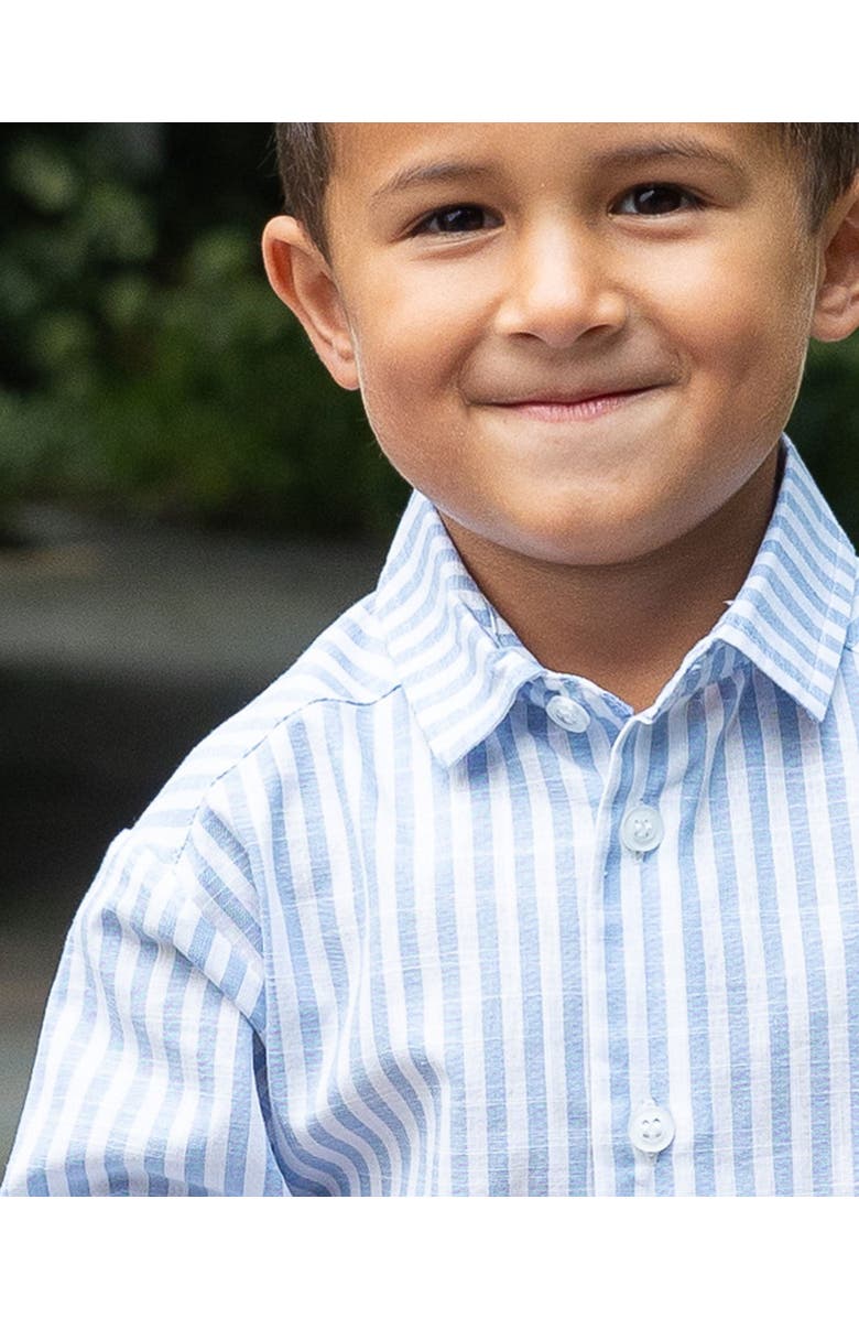 Florence Eiseman Linen Look Camp Shirt, Alternate, color, Blue / White