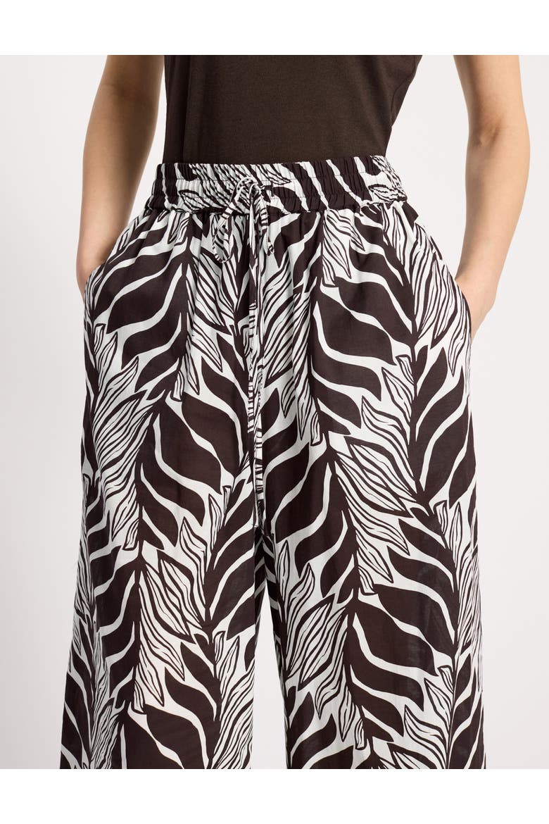Mono Palm High-Waist Wide-Leg Trousers, Alternate, color, Brown
