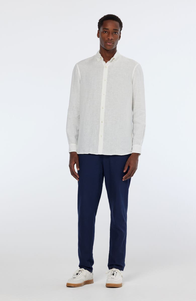 Scotch & Soda Linen Button-Down Shirt, Alternate, color, Off White