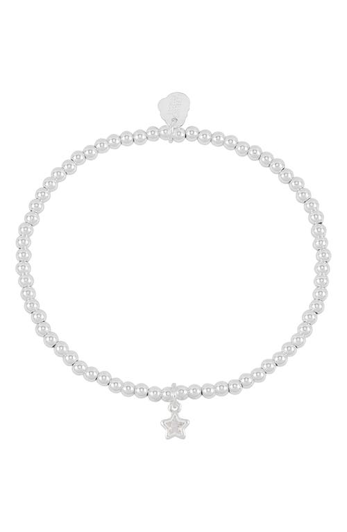 Estella Bartlett Sienna Cubic Zirconia Star Beaded Stretch Bracelet In Metallic