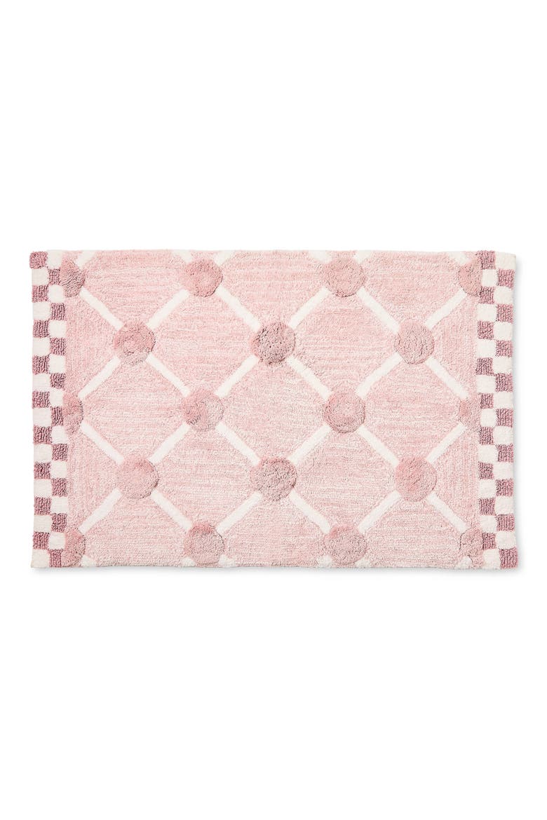 Lattice Dot Bath Rug, Main, color, PINK