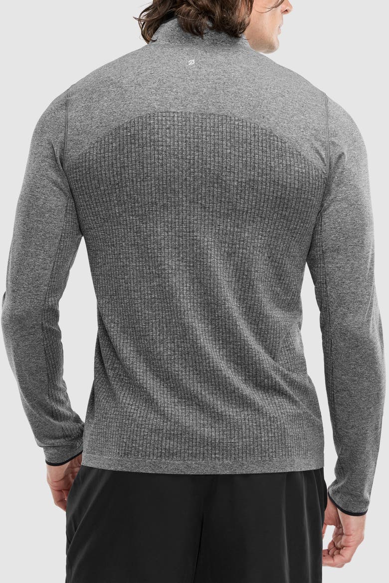 Seamless Melange 1/4 Zip Long Sleeve, Alternate, color, Black
