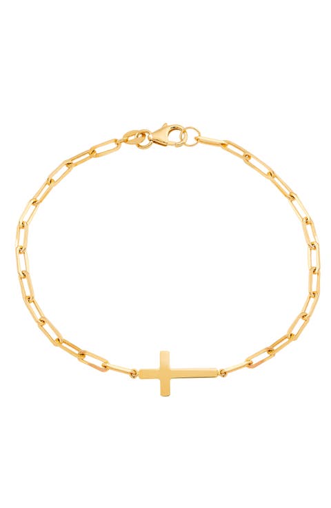 Paper Clip Chain Cross Charm Bracelet