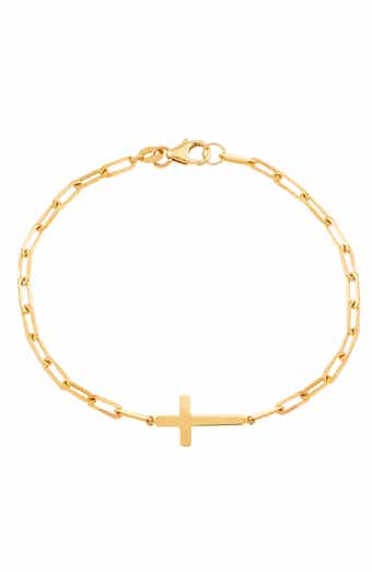 Frankie & Zoe Paper Clip Chain Cross Charm Bracelet